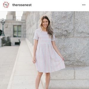 Linen babydoll dress with pockets